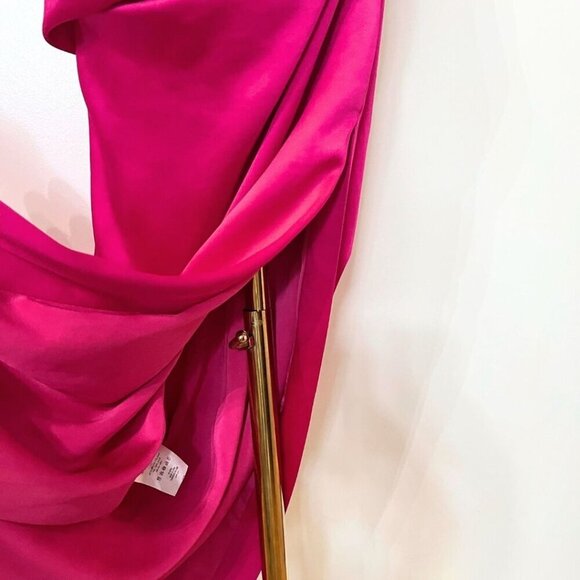 JONATHAN SIMKHAI HANSEL PINK SATIN HALTER SIDE SLIT EVENING FORMAL DRESS - 0 - Picture 9 of 13